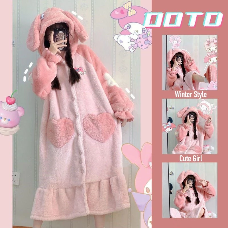 Bộ Ngủ Lông Hình Thỏ Hồng Dễ Thương – Bộ Ngủ Pyjama Nam Nữ Mặc Mùa Đông Giữ Ấm Siêu Mềm Mại Ấm Áp