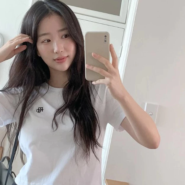 MUAHMUAH  Top phiên bản ngắn LOGO Ngắn tay áo Top phiên bản ngắn tay áo ngắn MUAH ngắn tay hottie ăn mặc hàn quốc ngắn t