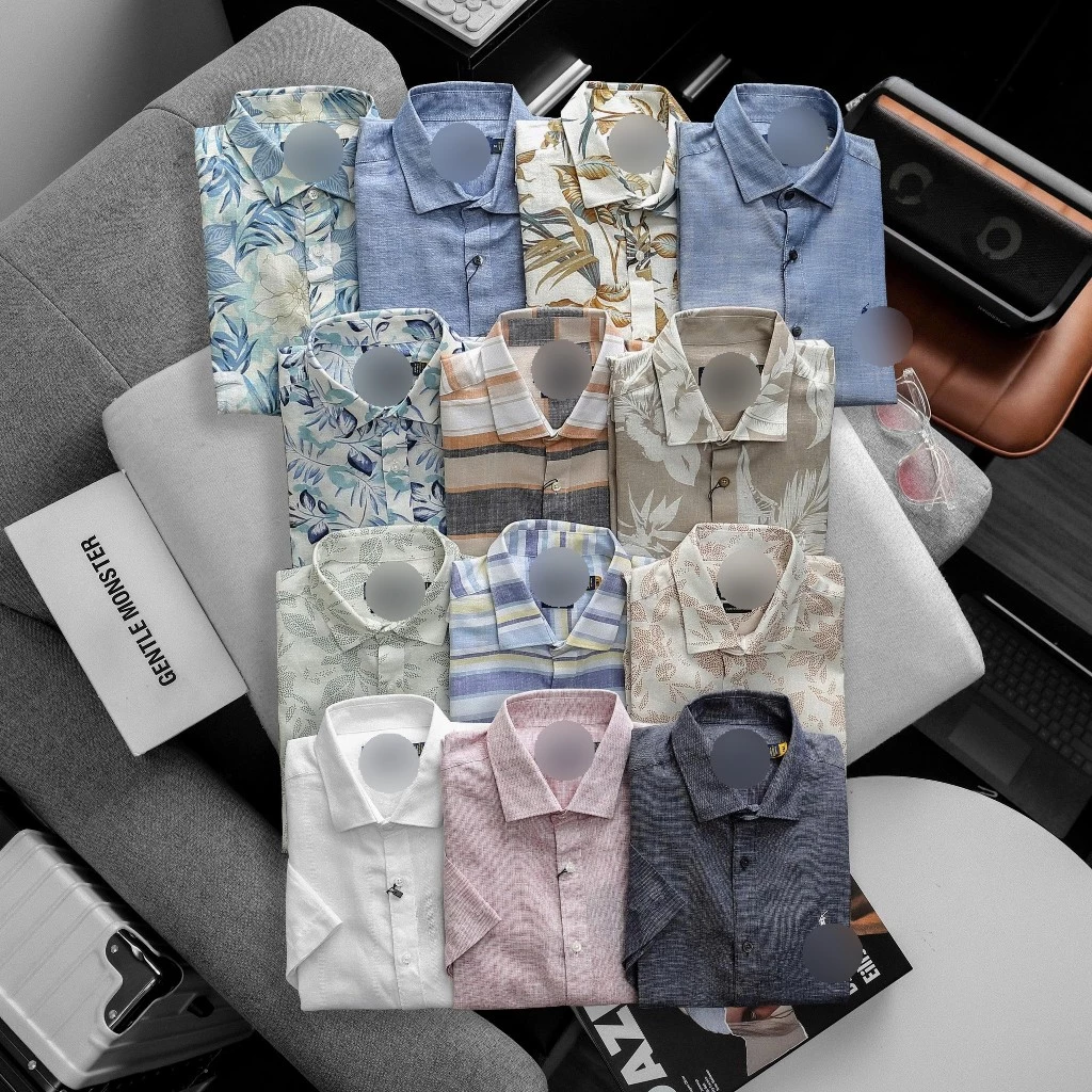 Áo sơ mi nam tay ngắn linen form suông bigsize 100kg - 3bros