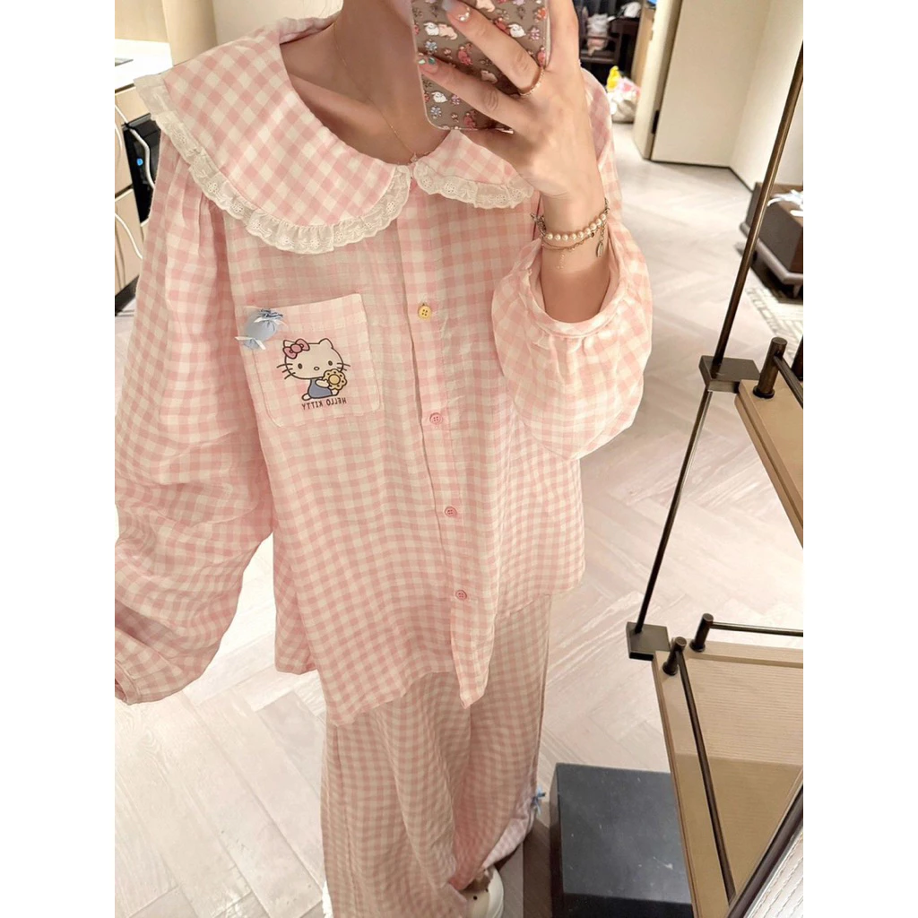 𝐘𝐮𝐫𝐢.𝐬𝐭𝐨𝐫𝐞 Bộ Ngủ Cổ Bèo Tay Dài Siêu Đáng Yêu