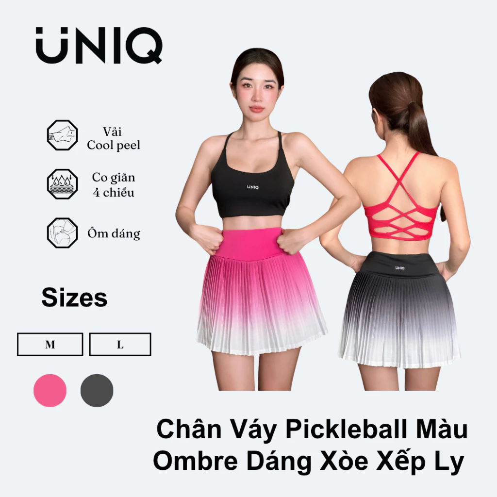 Chân Váy Pickleball Nữ UNIQ Màu Ombre Dáng Xòe Xếp Ly Cạp Cao