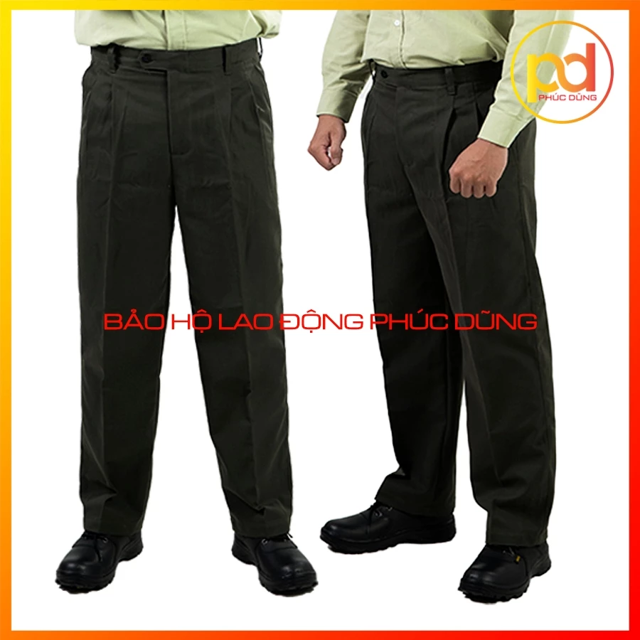 Quần tây nam đồng phục bảo vệ màu xanh rêu chuyên nghiệp chất vải kaki thấm hút mồ hôi đứng form siêu chuẩn