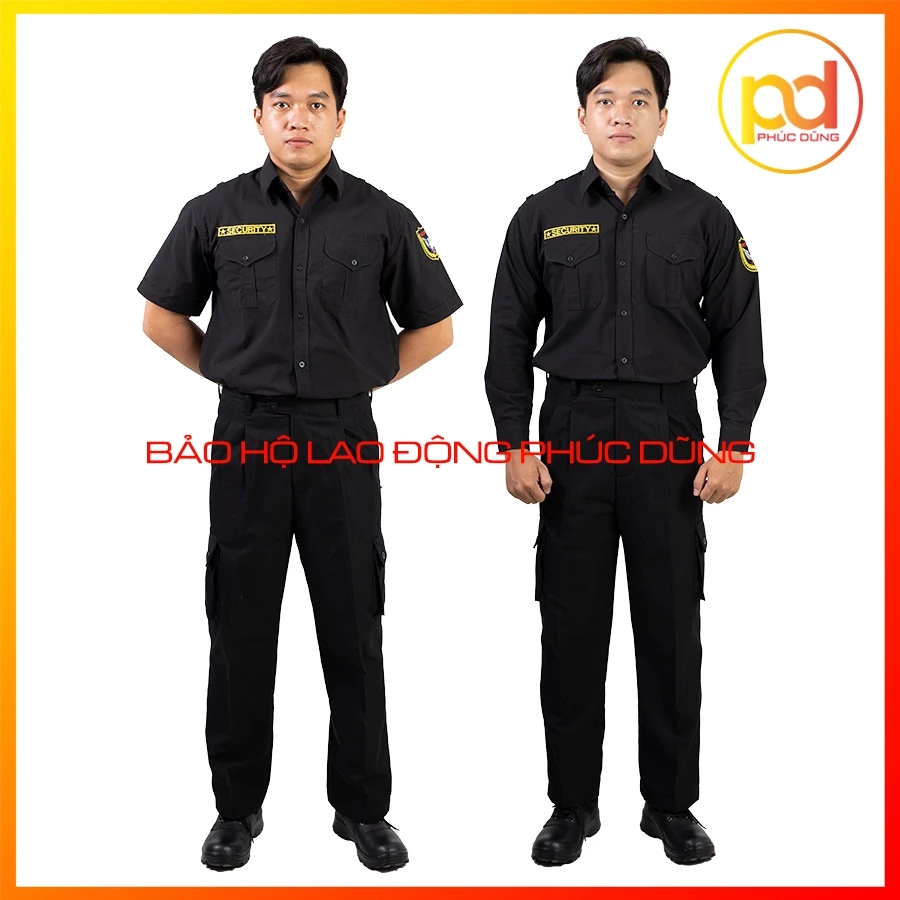 Bộ quần áo đồng phục bảo vệ MÀU ĐEN đóng thùng vệ sĩ chuyên nghiệp đẹp thấm hút mồ hôi