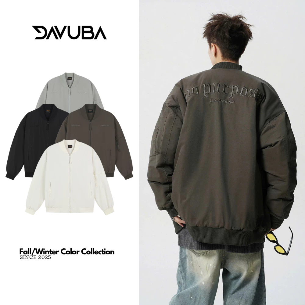 [DAVUBA] Áo Khoác Bomber Gió Nam Nữ Thêu Nổi 2 Lớp Trượt Nước Cản Gió SM151