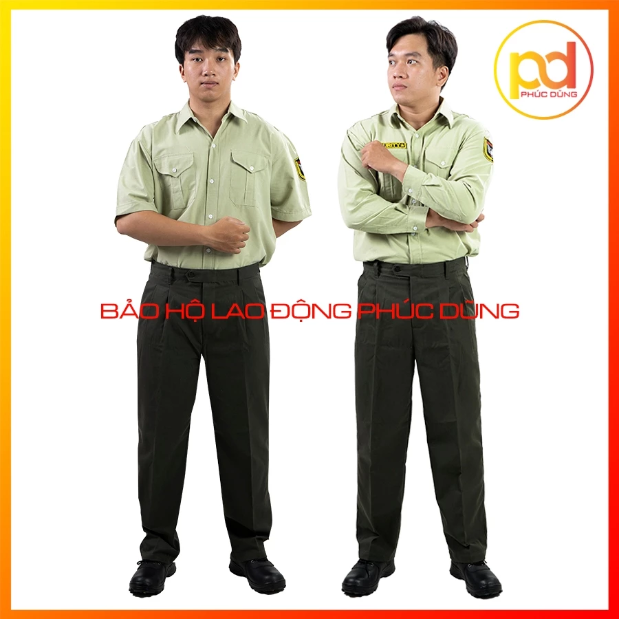 Bộ quần áo đồng phục bảo vệ MÀU XANH ĐẬU NON chuyên nghiệp đẹp rẻ kate tốt thấm hút mồ