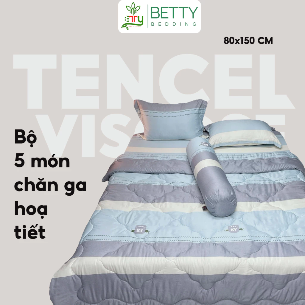 Bộ Chăn Ga Gối Tencel Viscose Họa Tiết Sọc / Chất Tencel mịn, mỏng và thoáng mát