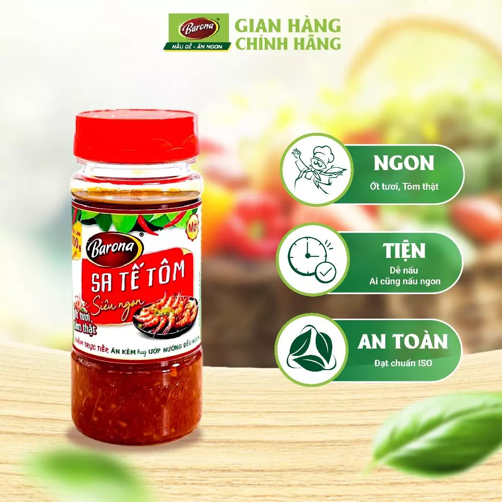 Sa tế Tôm Siêu Ngon Barona 100g, ướp thịt nướng, trộn mì, ăn kèm bún phở