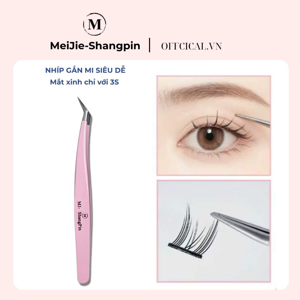 Nhíp gắp mi chuyên dụng MJ-ShangPin màu hồng