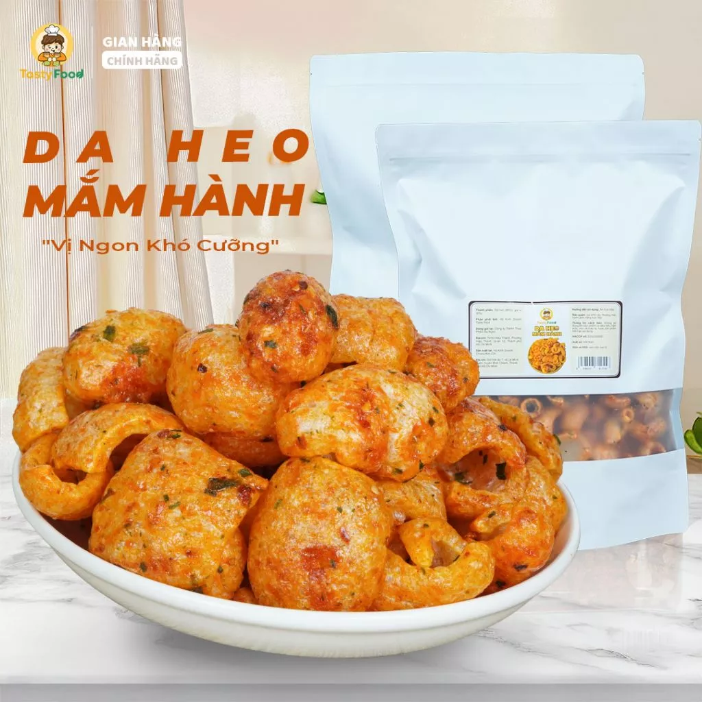 Da heo mắm hành Tasty Food - Túi zip 500g - Hút chân không