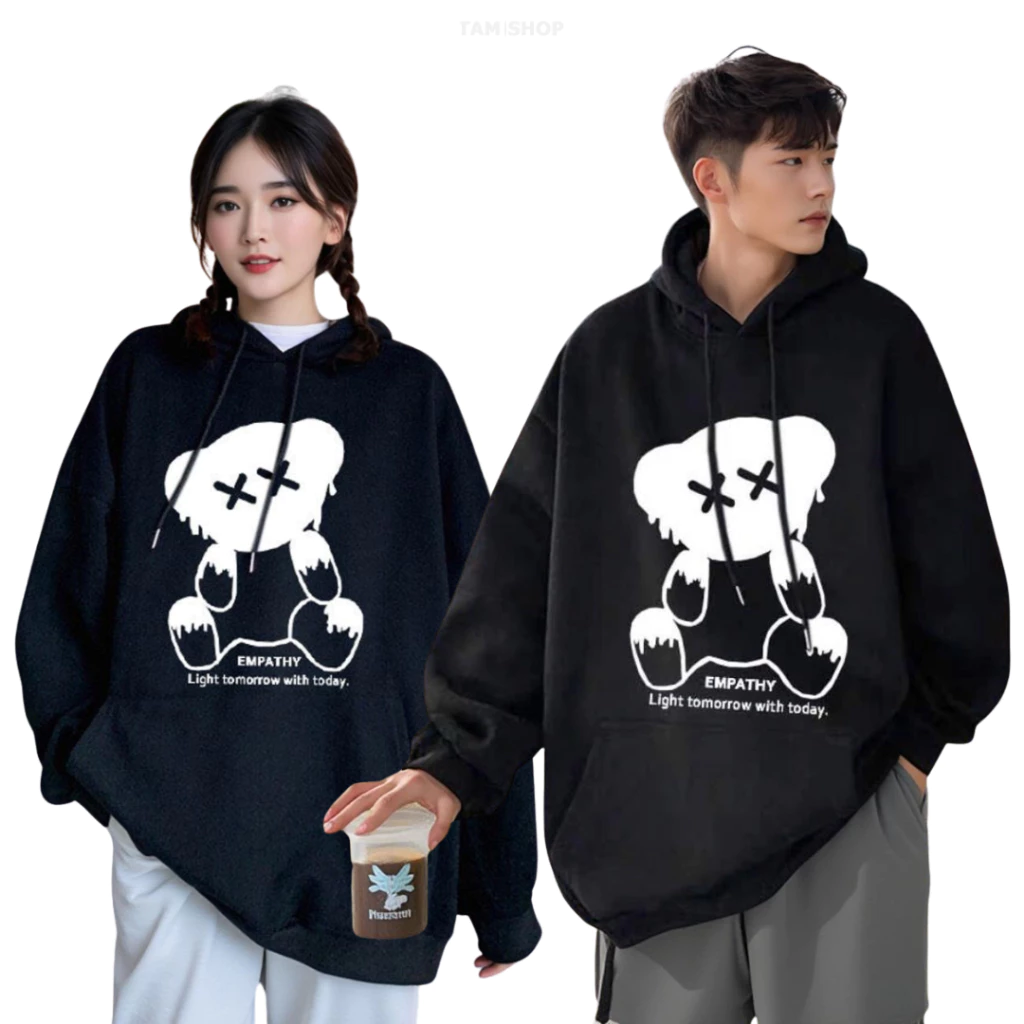 ÁO KHOÁC NỈ GẤU EMPATHY UNISEX NAM NỮ NÓN TO DÂY KÉO CÓ TÚI TO TIỆN DỤNG k1
