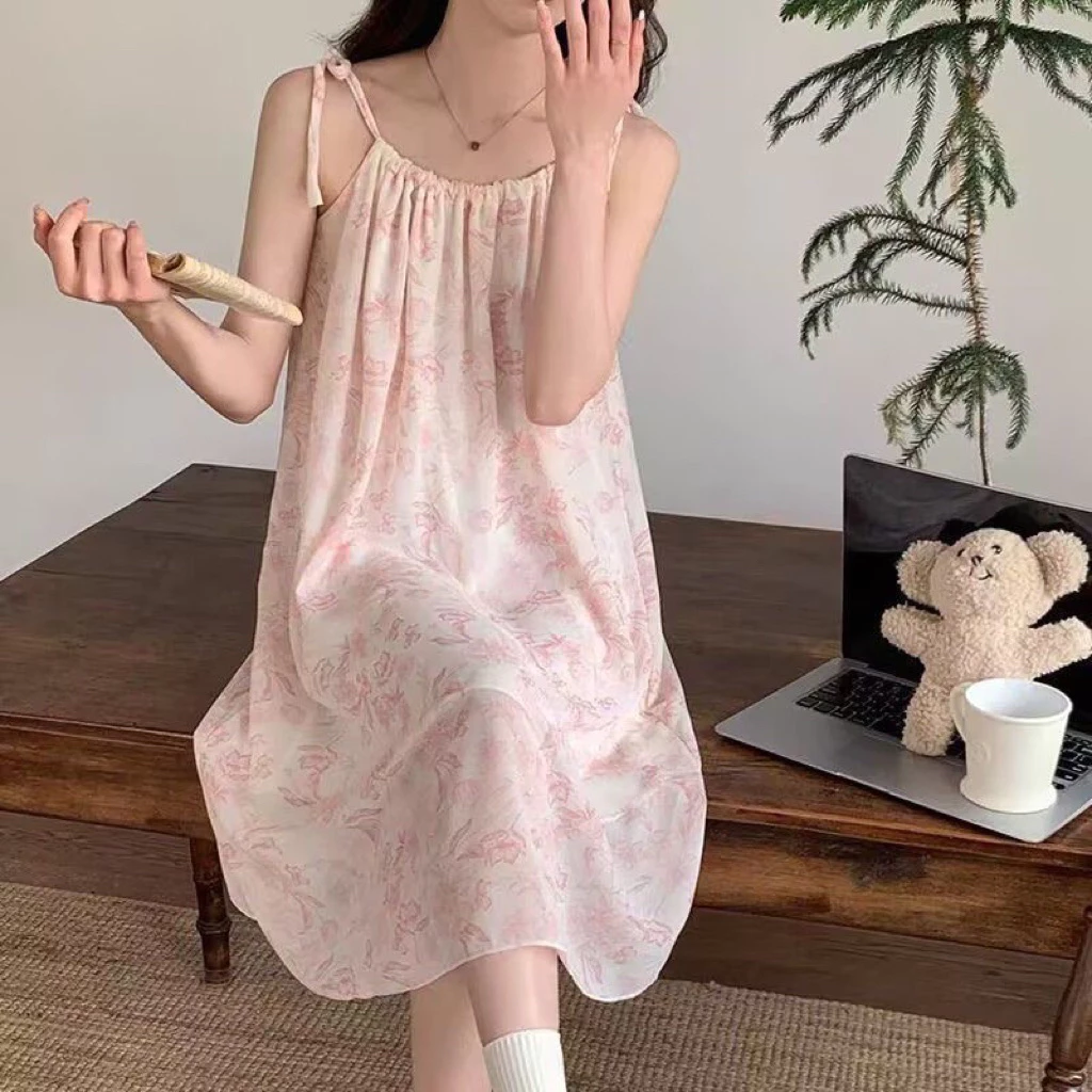 Đồ ngủ dành cho phụ nữ vào mùa hè Phong cách mới của Trung Quốc in Nightgown Night Internet