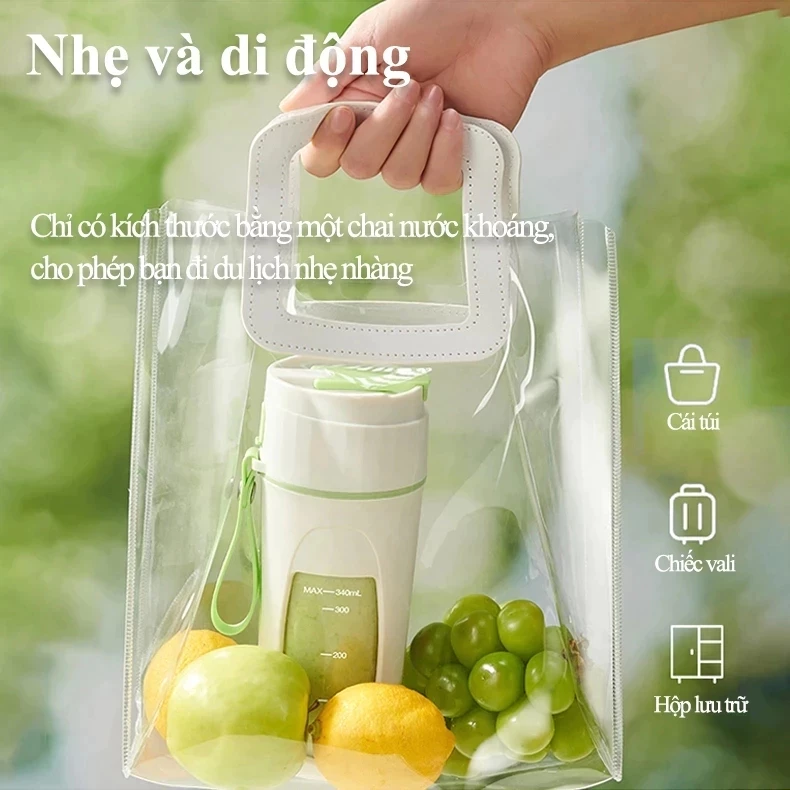Máy Xay Sinh Tố Cầm Tay 500ML, Máy Xay Đa Năng Dùng Điện 220V Xay Đá Viên Hoa Quả Mềm Tiện Lợi Mang Theo