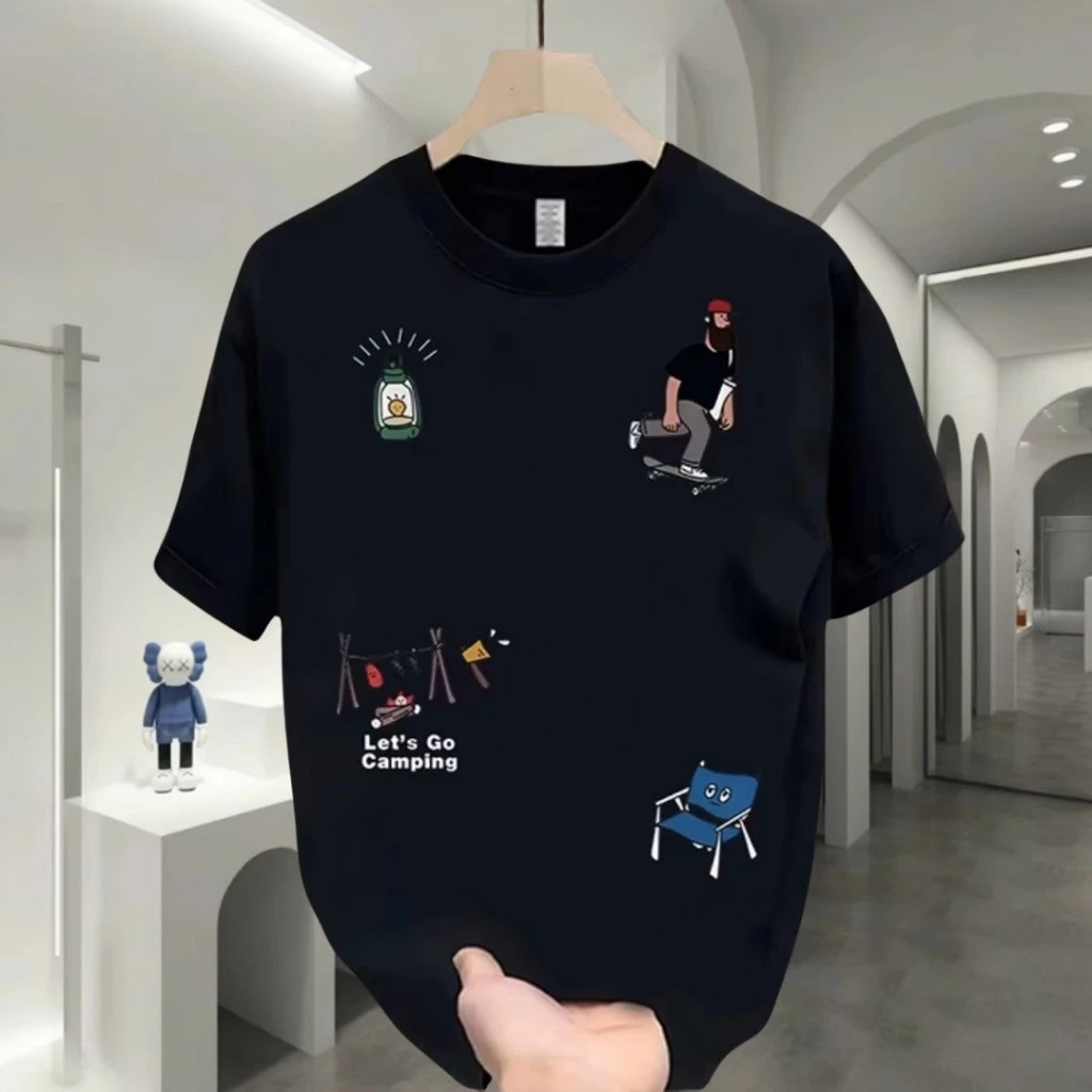 Áo thun nam tay lỡ HappyFamily tay ngắn Chất vải cotton LET'S GO CAMPAING 100% cao cấp
