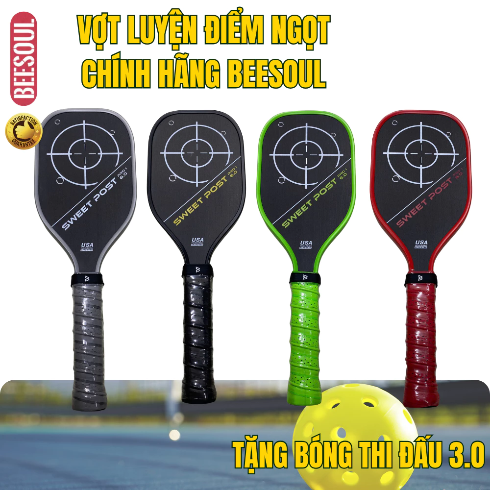 Vợt Pickleball Điểm Ngọt chính hãng Beesoul bề mặt T700 chuẩn độ nảy tăng khả năng tập luyện