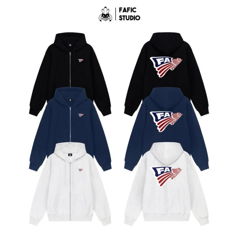 Áo Khoác Zip Dây Kéo Khóa Chất Nỉ Bông " FLAG FAFIC " thêu Cờ Jacket FAFIC studio 400gsm NAM NỮ UNISEX FAFIC