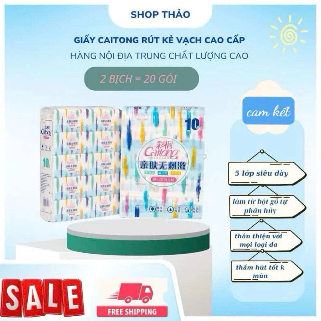 Giấy ăn Caitong sắc màu [1BỊCH,COMBO 2 BỊCH, 4 BỊCH,6 BỊCH ] - Hàng nội địa Trung cao cấp