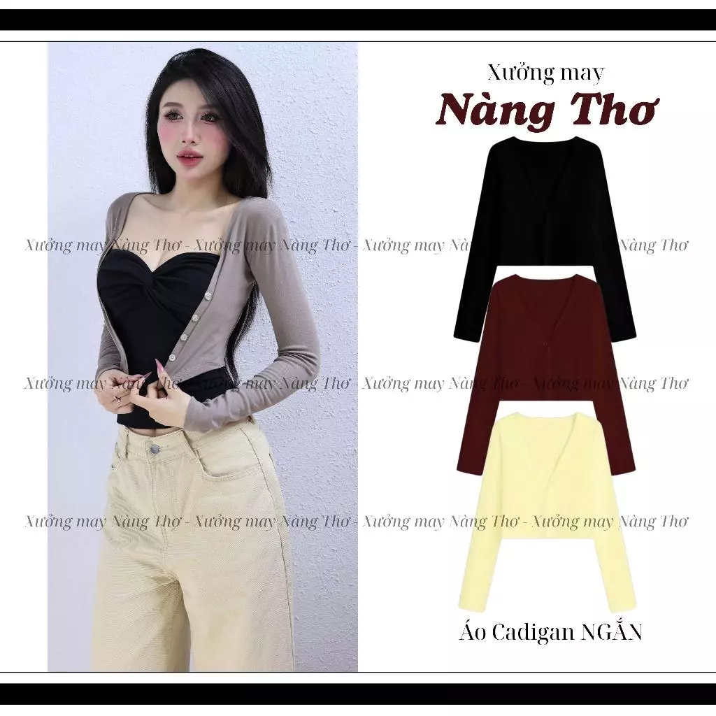 733 Áo Khoác Cardigan Nữ Ngắn Basic Ôm Body Thun Cotton Mịn