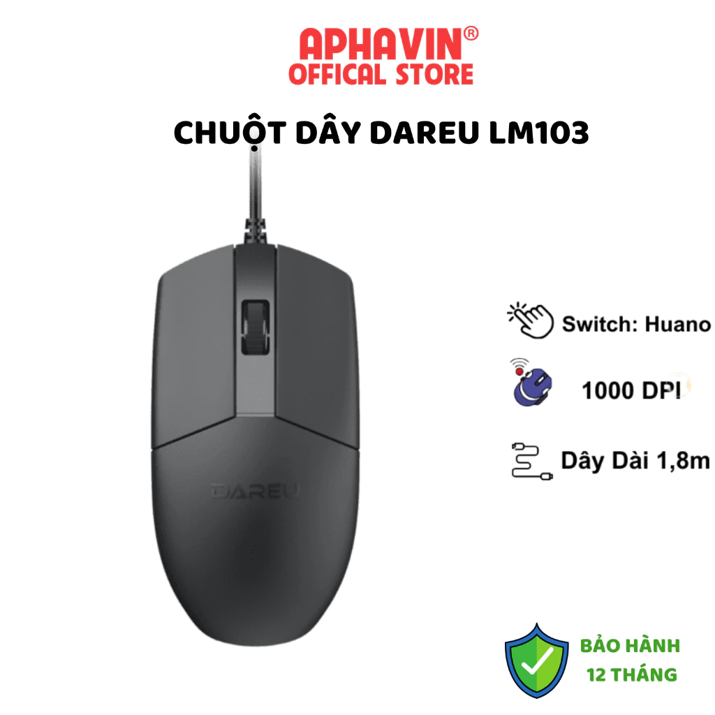 Chuột DAREU LM103 Có Dây Chính Hãng, Bảo Hành 24 Tháng (USB)