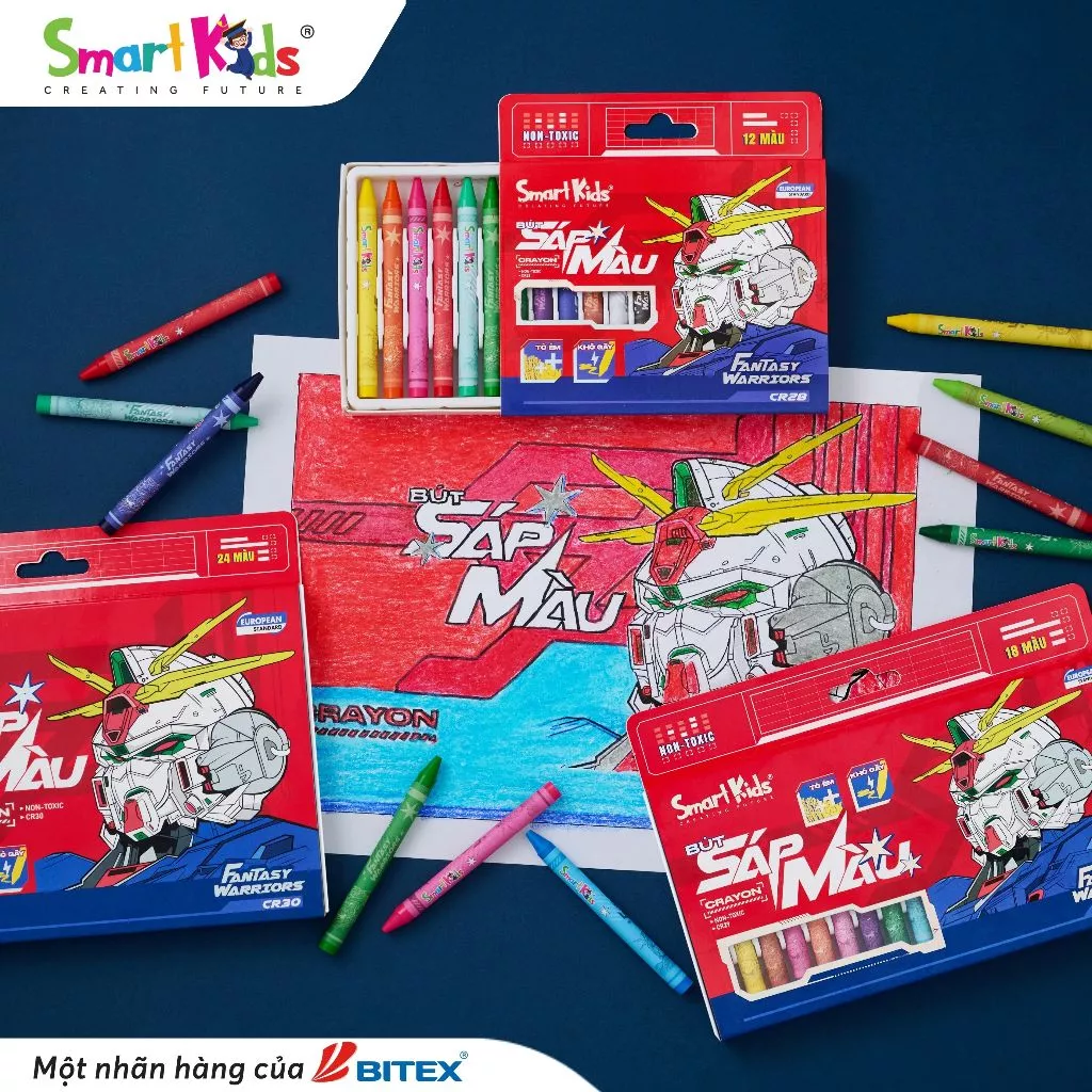 [MỚI VỀ] Bút sáp màu SMARTKIDS Fantasy Warriors 12/18/24 màu tô (CR28/ CR29/CR30)