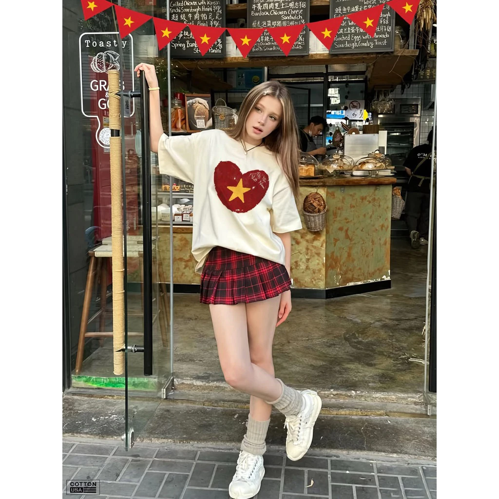 [Hoả Tốc] Áo Thun Tôi Yêu Việt Nam, Việt Nam Trái Tim Unisex Chất Vải Cotton Dày Dặn Hottrend
