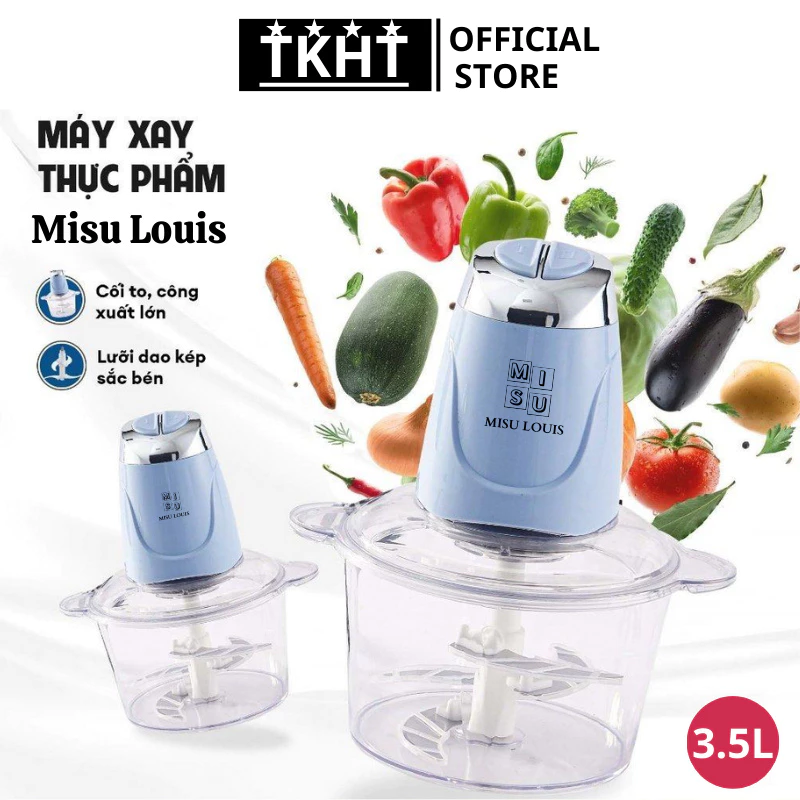 Máy Xay Thực Phẩm Đa Năng, Xay Thịt Misu Louis Công Suất Lớn 500w, Lưỡi Dao 4 Cánh Sắc Bén, Dung Tích 3.5L  - To