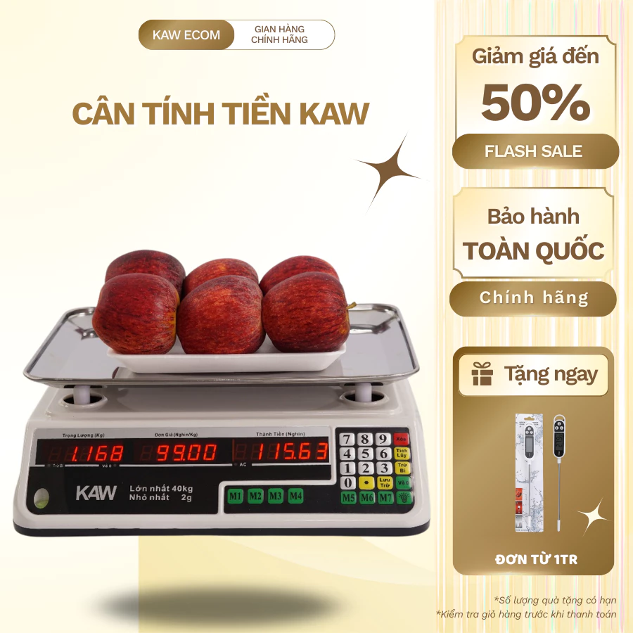 Cân tính tiền điện tử KAW 40kg 2 mặt hiển thị chính xác, bảo hành 12 tháng