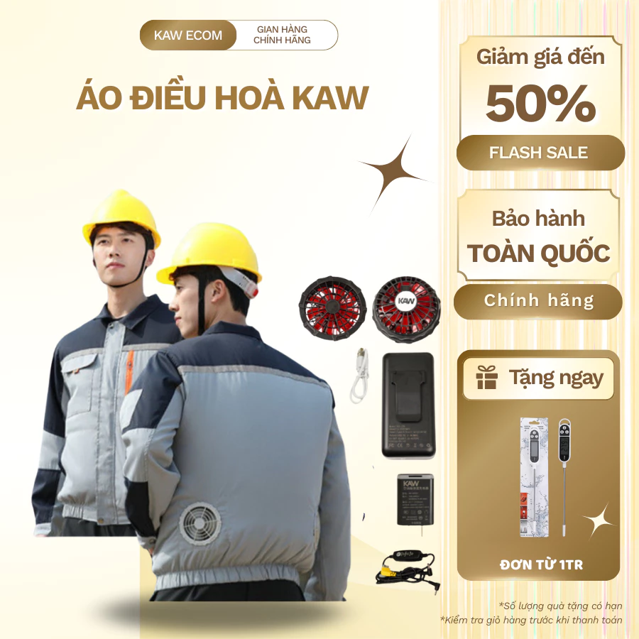 Áo điều hòa thời trang KAW cao cấp, Quạt công suất lớn, Pin tuổi thọ cao, chống tia UV