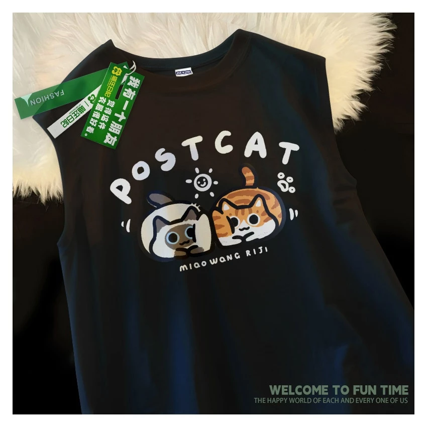 Áo 3 Lỗ Nam HappyFamily Mát Mẻ Trẻ Trung Thoải Mái Họa Tiết  POST CAT  Chất Cotton 100 Cao Cấp