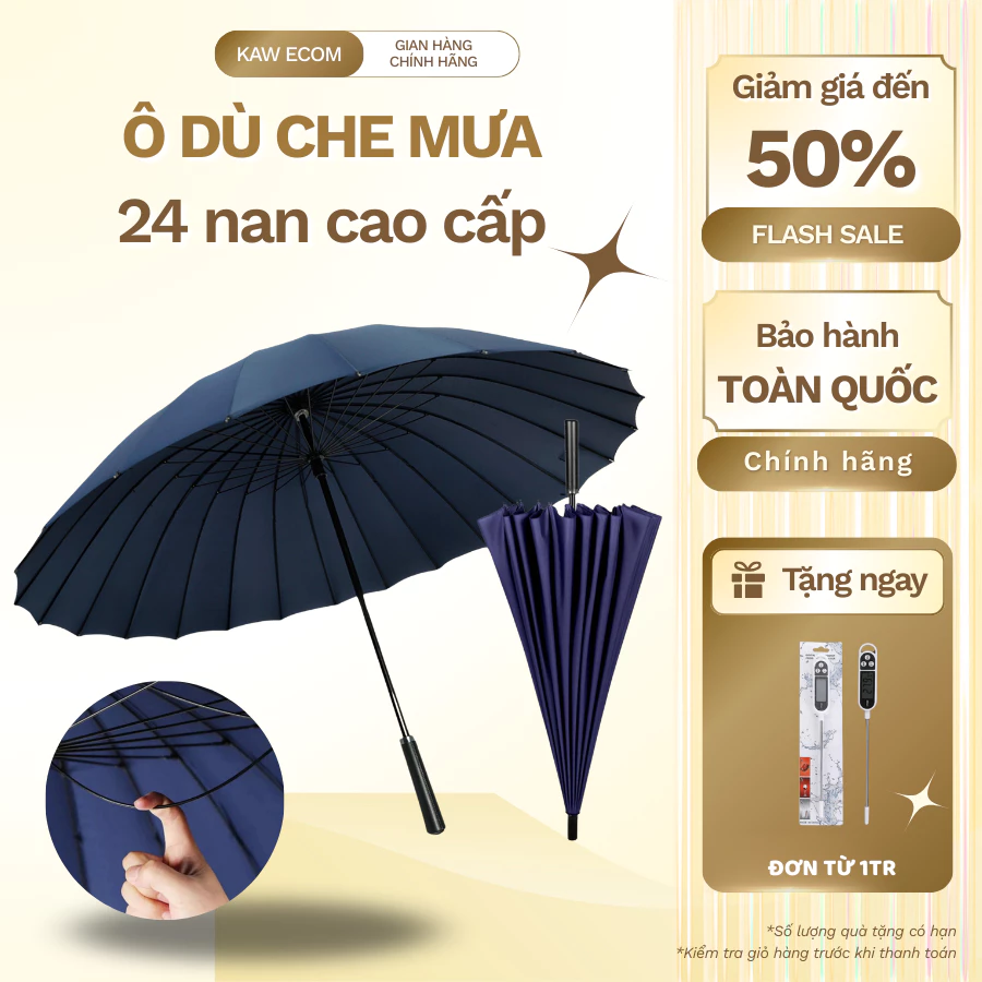 Ô Dù Siêu To KAW 24 Nan cứng cáp Loại Tốt Kiểu Dáng Đẹp Vải Chống Thấm,chống tia UV, kích thước rộng
