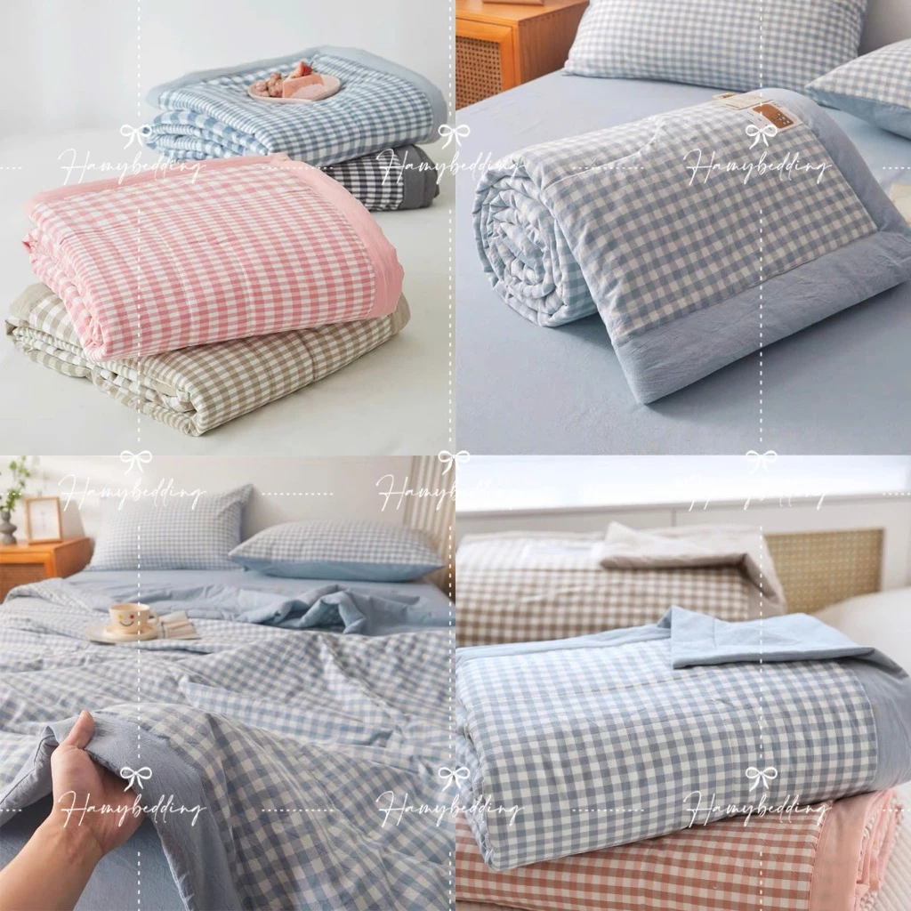 Chăn hè đũi hàn quốc viền to trần bông cao cấp mền hè đậu lành cotton đũi