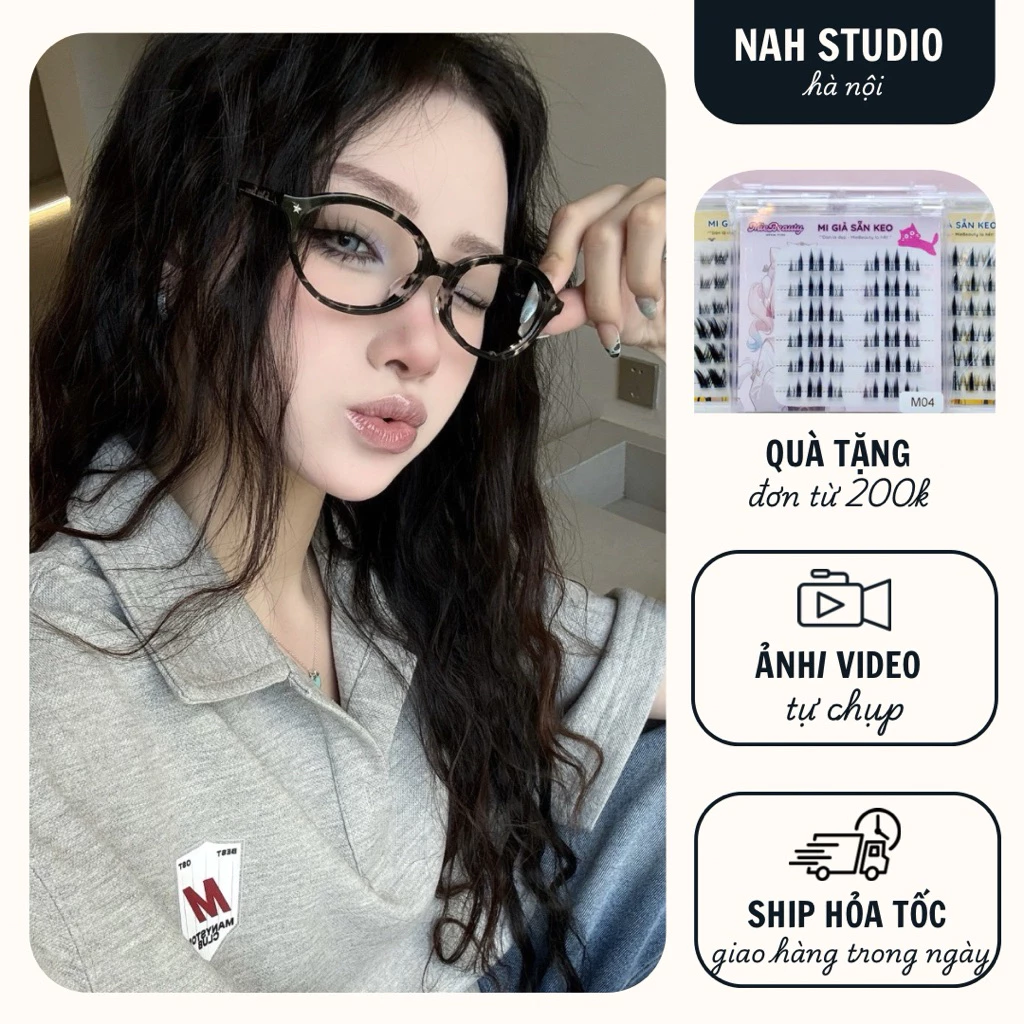 Kính mắt không độ cổ điển phong các Âu Mỹ y2k cao cấp, kính mắt bầu dục cao cấp BC0813