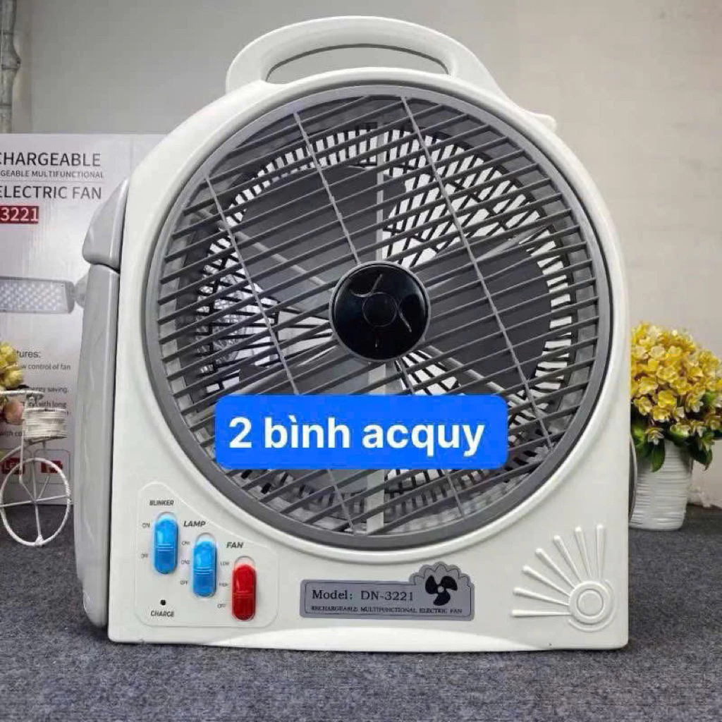 QUẠT TÍCH ĐIỆN 2 ACQUY SIÊU TRÂU KÈM ĐÈN LED 3221