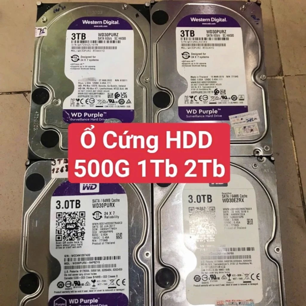 Ổ Cứng HDD 500G 1Tb 2Tb. Lưu Trữ Dữ Liệu Camera, Máy Tính Để Bàn... Vv