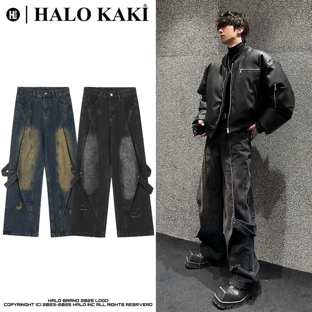 QUẦN JEANS BAGGY MANG MỰC PHỐI DÂY - QUẦN JEAN TÚI HỘP TO ỐNG RỘNG Y2K Menswear Nam Denim
