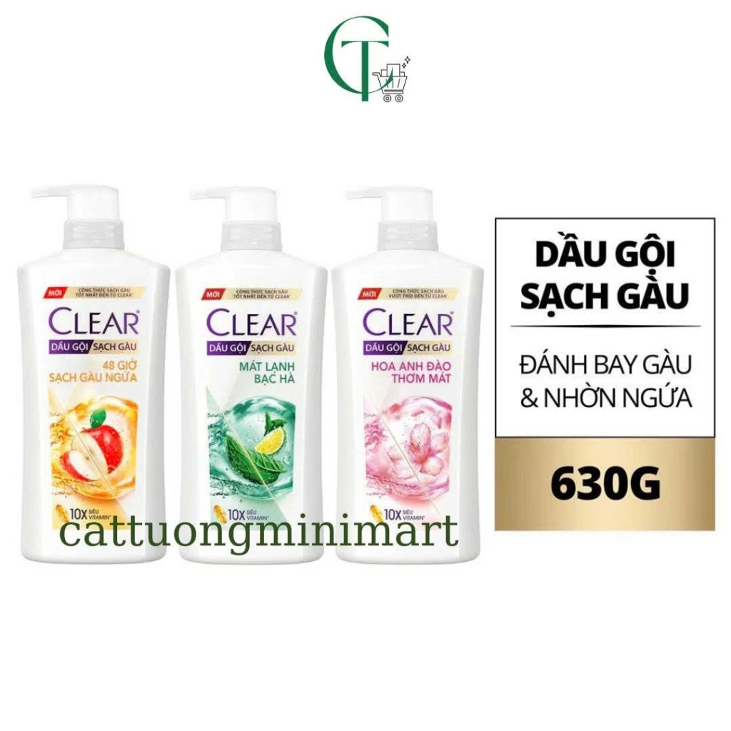 Dầu gội sạch gàu Clear đánh bay gàu & nhờn ngứa, sảng khoái cả ngày dài 630G