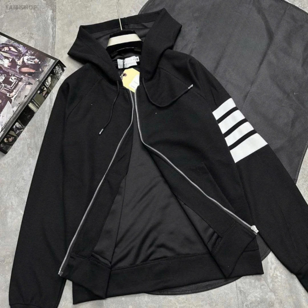 Áo khoác nam nữ dài tay phối sọc phong cách trẻ trung, ao hoodie đi nắng có 3 size 40-70kg K1