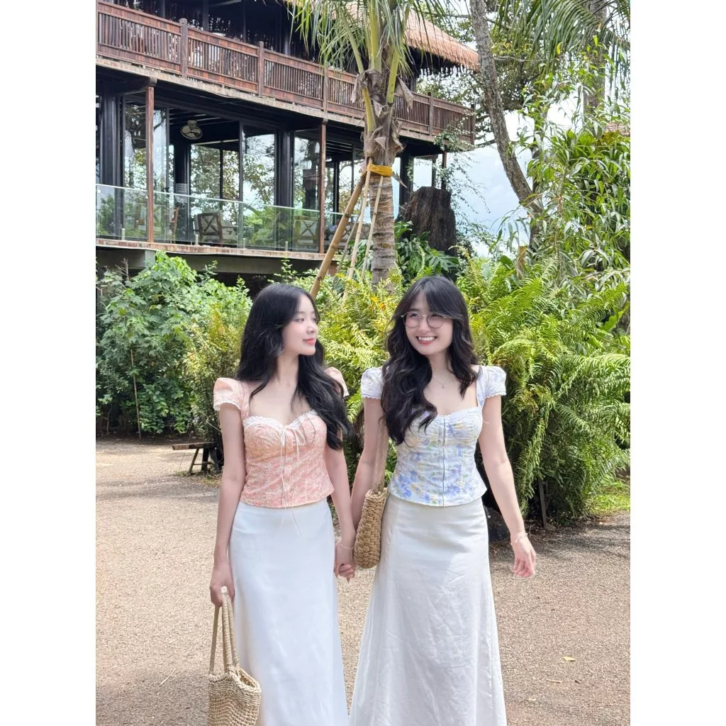 Áo Hoa TRƠN Sẵn Mút Phối Ren Tay Con [Một Mẩu House]