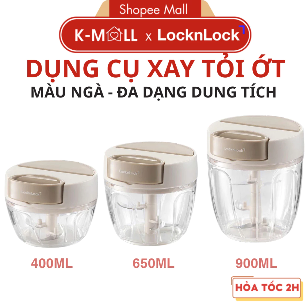 Dụng Cụ Băm Rau Củ Quả LocknLock CKS342 400ml CKS343 650ml CKS344 900ml, Màu Be, Nắp Bật - K-MALL