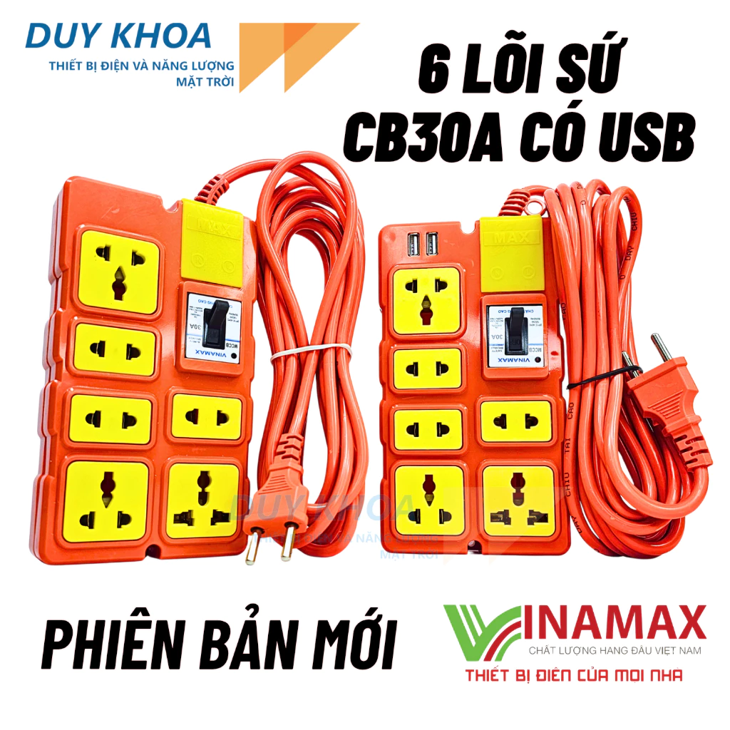 Ổ cắm điện chịu tải lõi sứ Loại Mới có CB30A VINAMAX 2 Loại có USB và không USB lõi sứ chống cháy