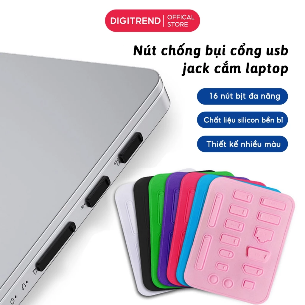 COMBO 16 Nút Đậy Chống Bụi Laptop Macbook Silicon, Nút Bịt Bụi Cổng USB Type C Sạc Tai Nghe Đa Năng