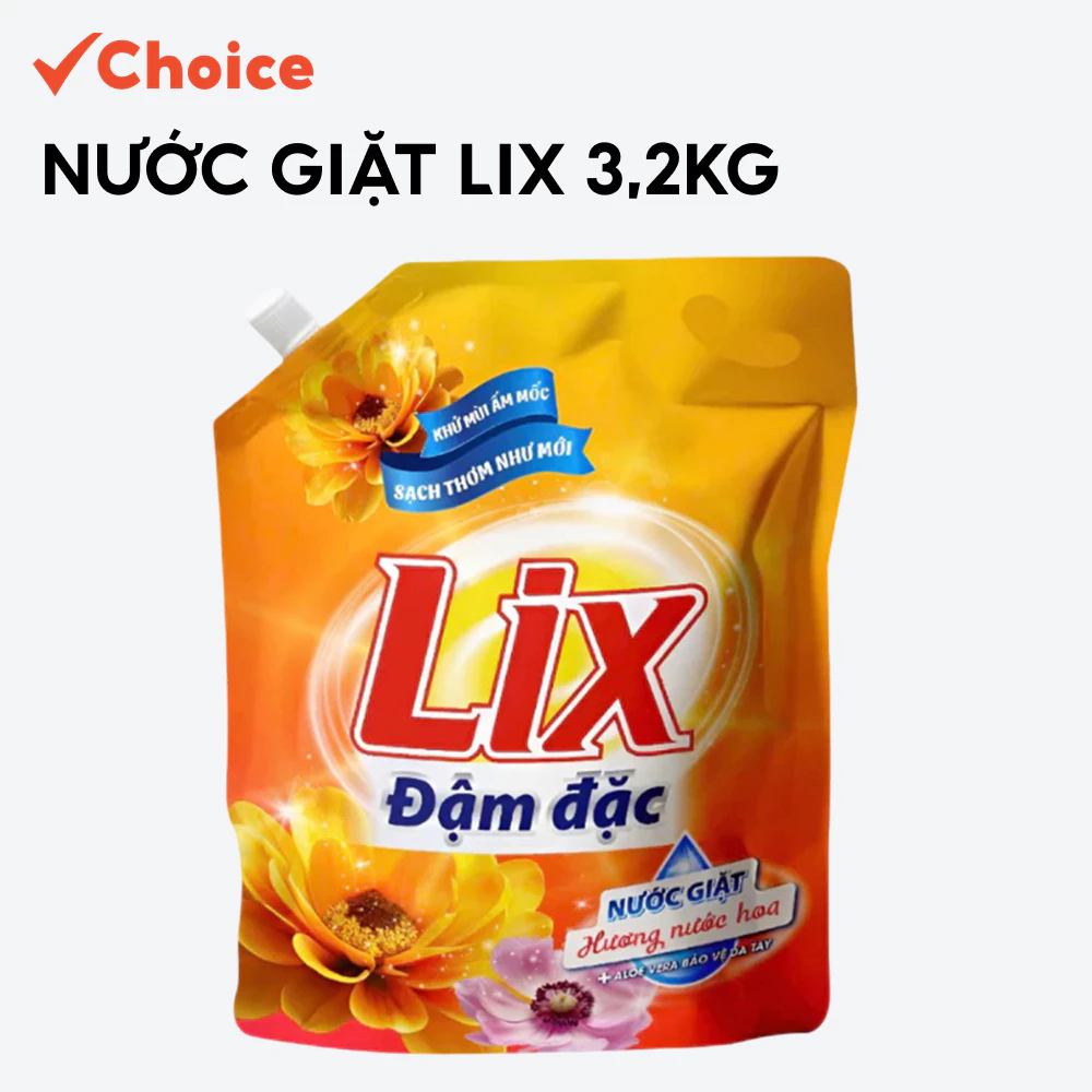 [Choice] Nước Giặt Lix NGH07 Hương Nước Hoa 3,2Kg (Túi) Xử Lý Vết Bẩn Dễ Dàng
