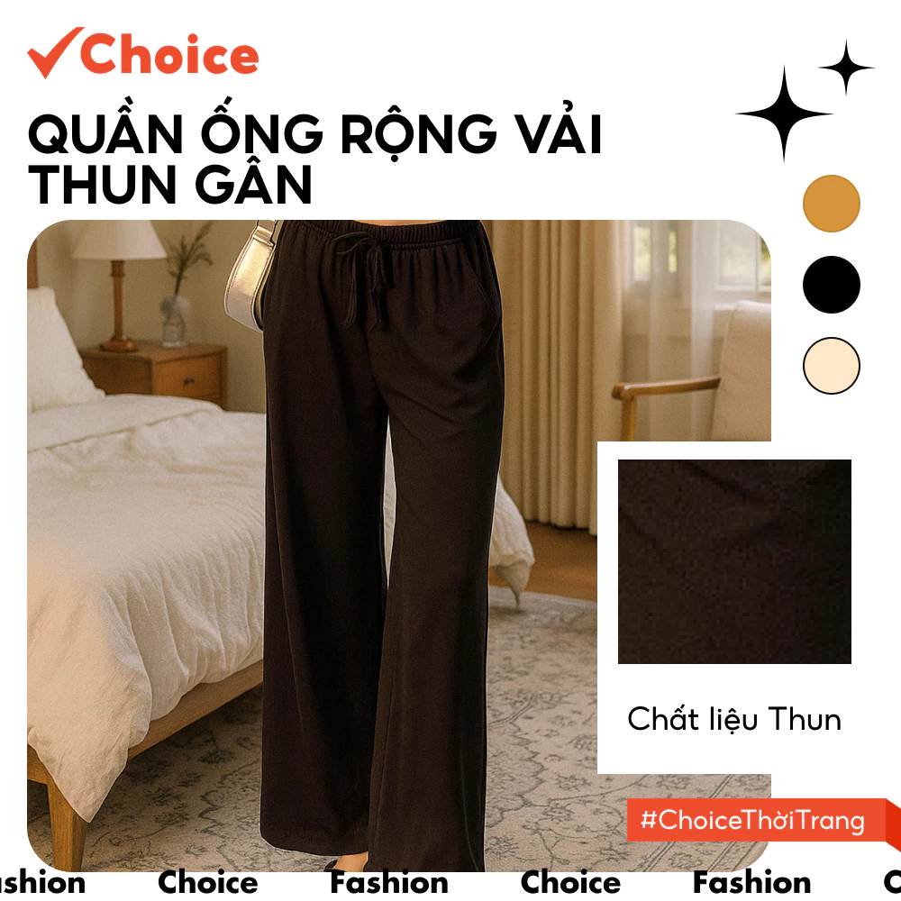 [Choice] Quần Ống Rộng HT07 Vải Thun Gân Co Giãn, Mềm Mịn