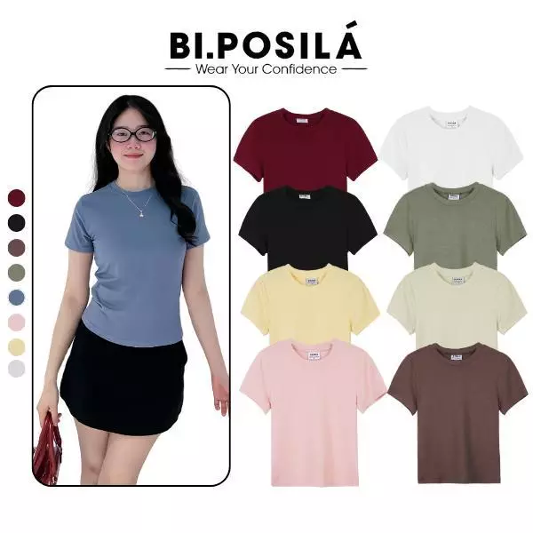 [A07] ÁO THUN NỮ BASIC REGULAR FIT CỔ TRÒN TAY NGẮN CHẤT VẢI COTTON BORIP MỀM MỊN MÁT MẺ BI.POSILÁ