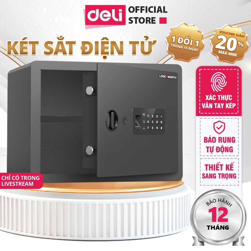 HỎA TỐC] Két Sắt Vân Tay DELI, Két Sắt Điện Tử Thông Minh Chống Cưa Cắt Chống Cháy An Toàn Bảo Vệ Tài Sản