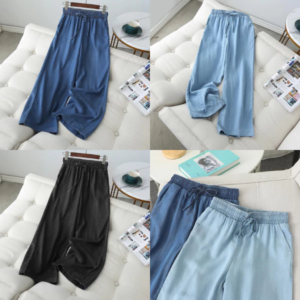 Quần Jean Ống Rộng Cho Bé Gái Size Đại 45kg. -  Quần Bé Gái Chất Mềm Mát - Quần Bò Giấy Ống Rộng HK