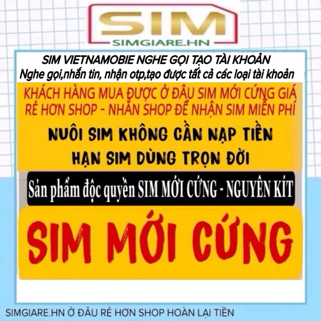 Sim Vietnamobie giá rẻ OTP...Nghe gọi nhắn tin vào mạng