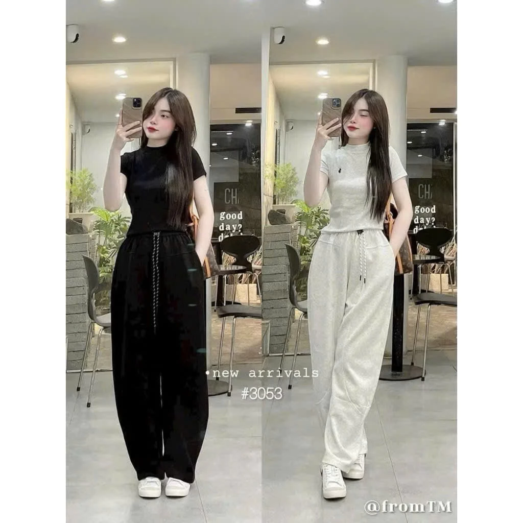 Quần Nỉ Nữ Ống Rộng Mẫu Mới Hottrend Kèm Dây Rút Chất Mì Nỉ Dầy Dặn Mềm Mại Lên Form Xinh mã 666