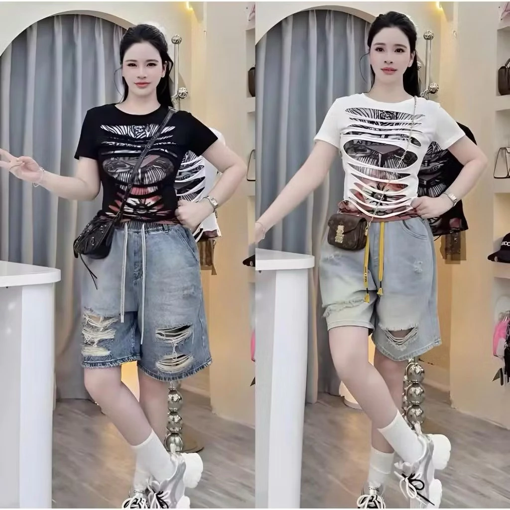 [Bigsize 60-90kg] Áo thun babyte rách nhìu cá tính mã 506