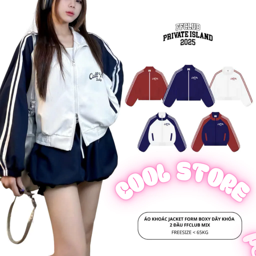 Áo khoác nữ jacket form boxy dây khóa 2 đầu phối sọc siêu xinh , dù 2 lớp siêu dày dặn CHUẨN  QUẢNG CHÂU  COOL STORE K2