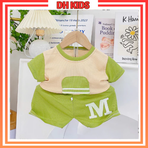 [ B07 ] Đồ bộ cộc Tổ ong chữ M chất liệu thoáng mát kiểu dáng đáng yêu dành cho bé trai bé gái từ 4 - 15kg - DH KIDS